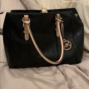 Michael Kors Black and Tan leather bag